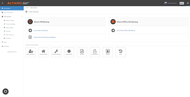 Admin account screenshot