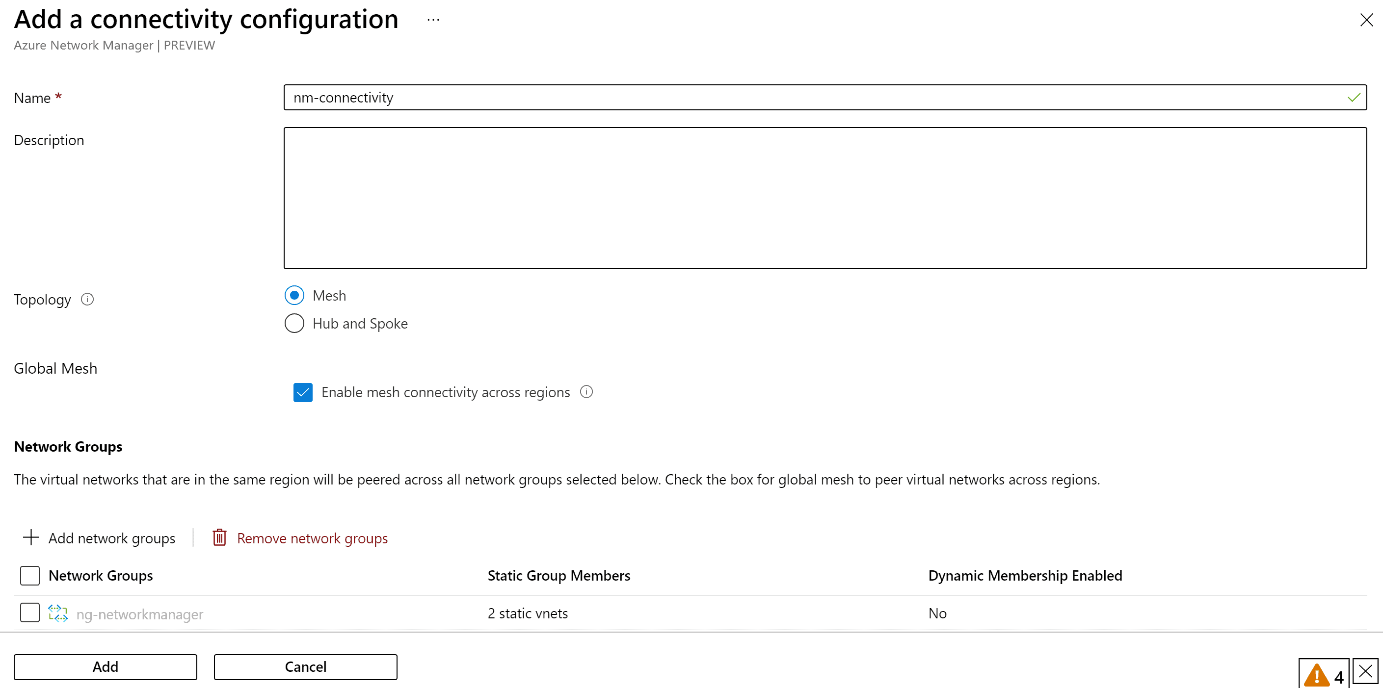 Adding a connectivity configuration