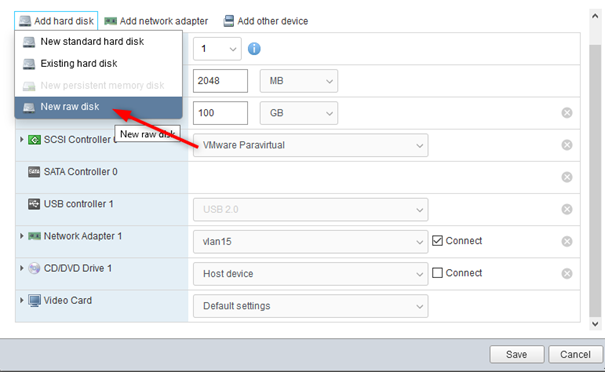 Adding an RDM to a VM