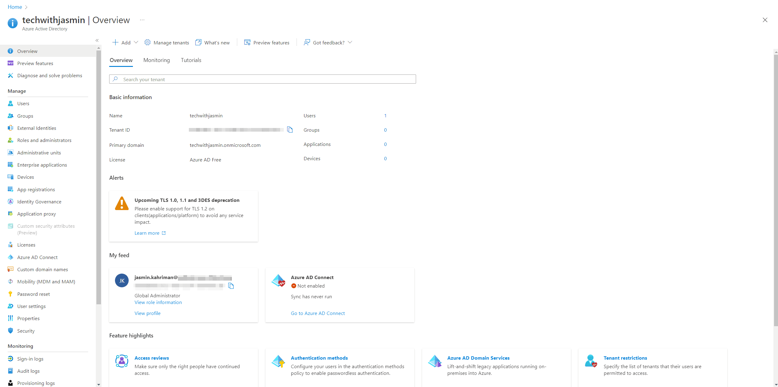 Azure AD tenant created in minutes