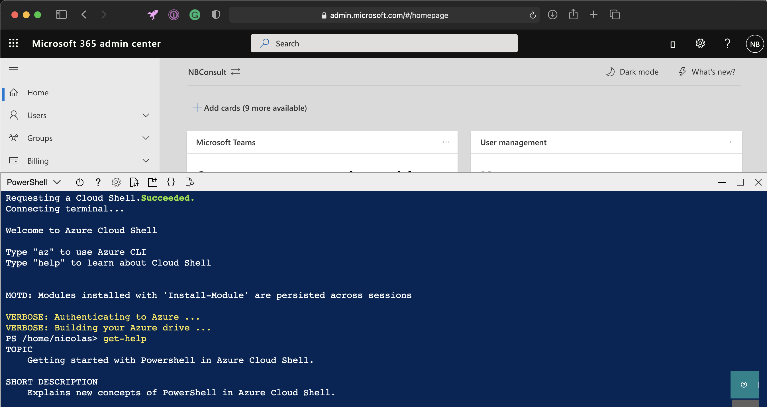 Browser Cloud Shell