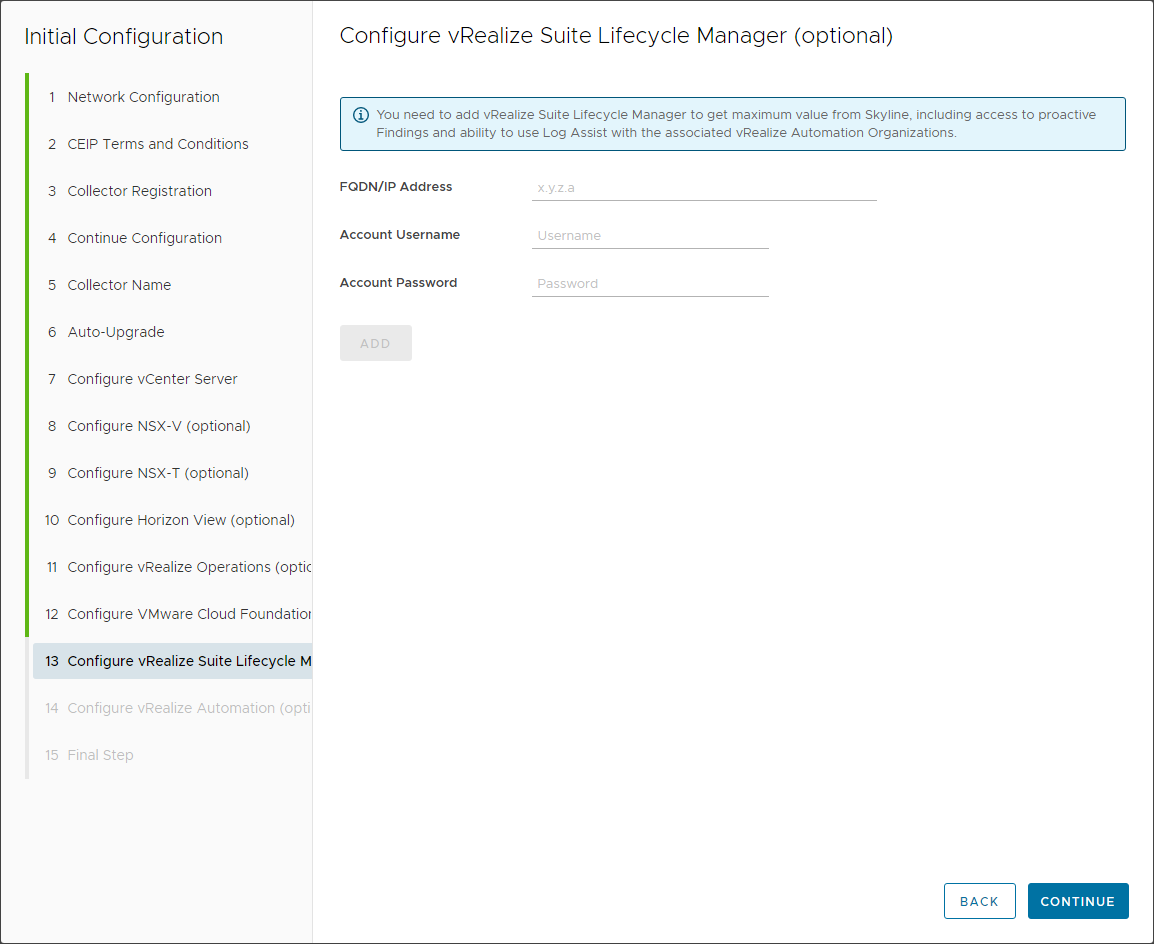 Configure a connection to vRealize Suite Lifecycle Manager