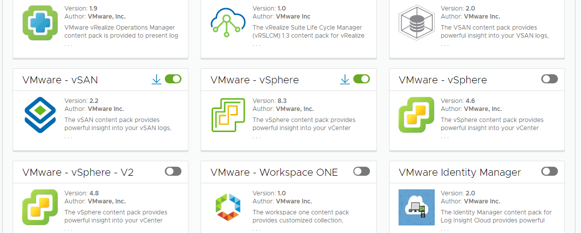 Content packs are available for a wide variety of source products