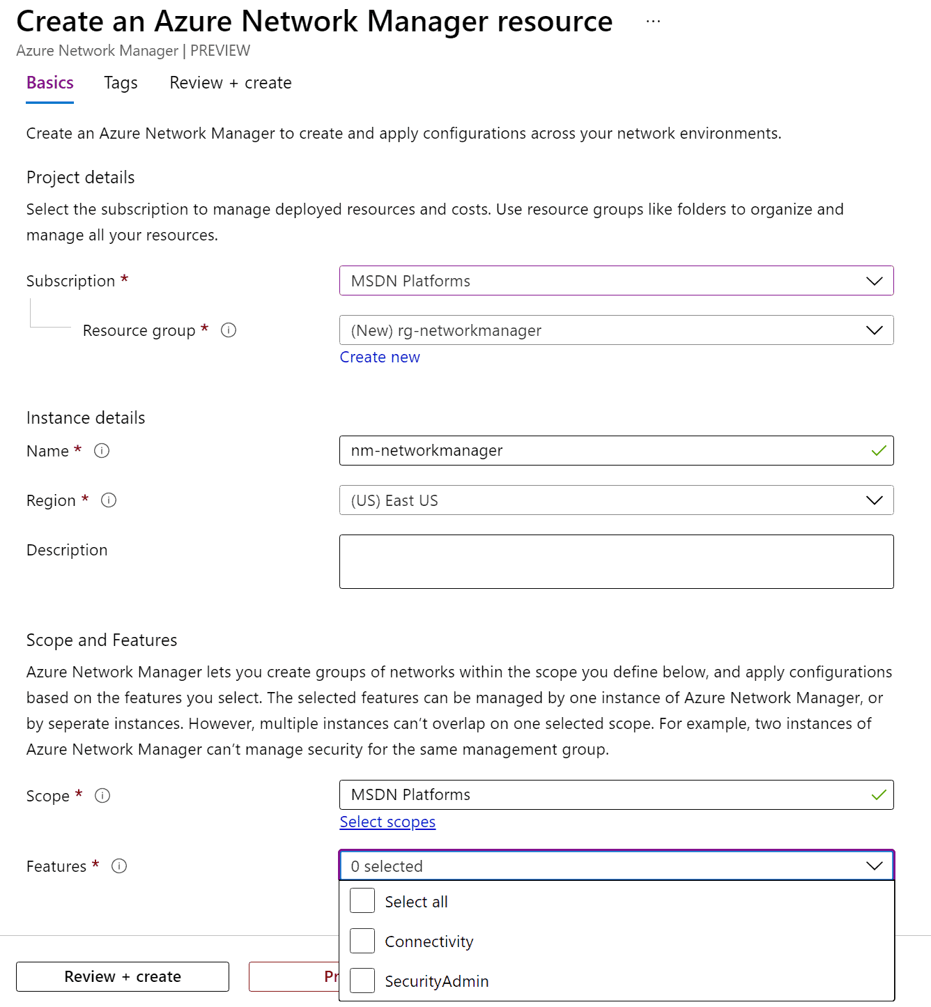 Creating a new Network Manager
