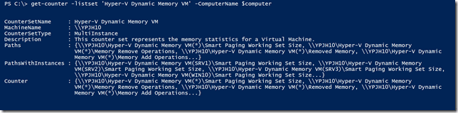 dynamic mem list get-counter