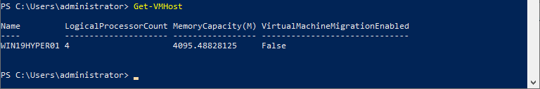 Get-VMHost cmdlet general information about the Hyper-V host