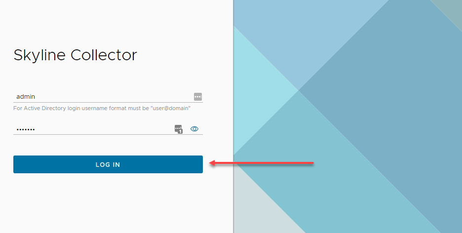 Log in to the VMware Skyline Collector