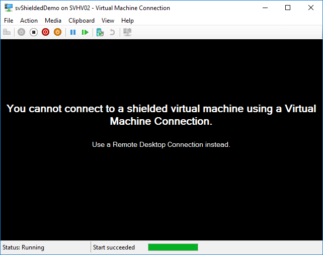Malicious Hyper-V admin is not able to power shielded virtual machine on untrusted Hyper-V host