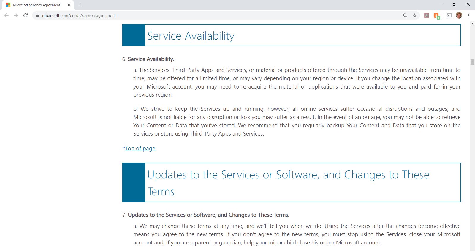 Microsoft's support policy from section (6.b)