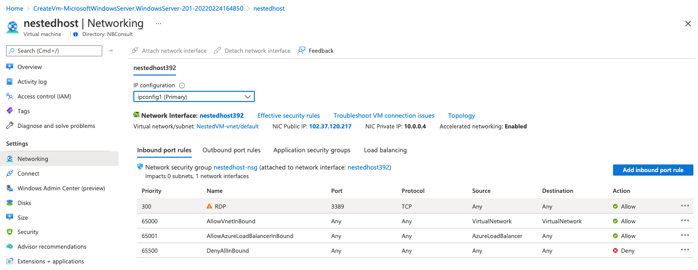 Networking settings