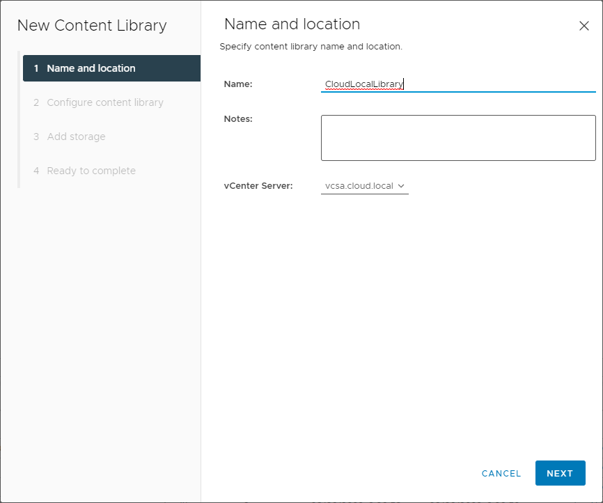 New Content Library name and location
