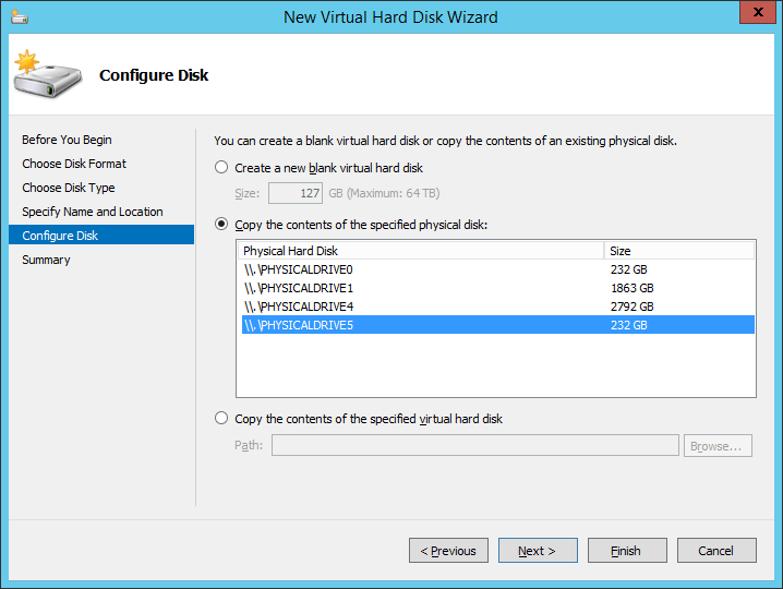 New VHD Wizard from USB