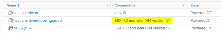Once upgraded, the VM can be powered on