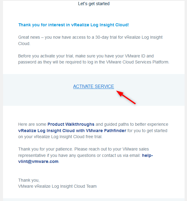 Once you get the activation email, click on ACTIVATE SERVICE