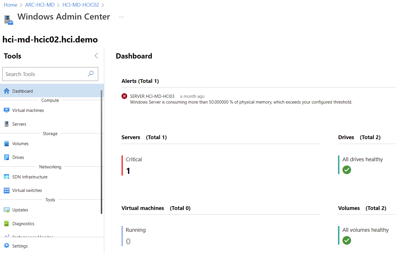 parity between both Windows Admin Centers
