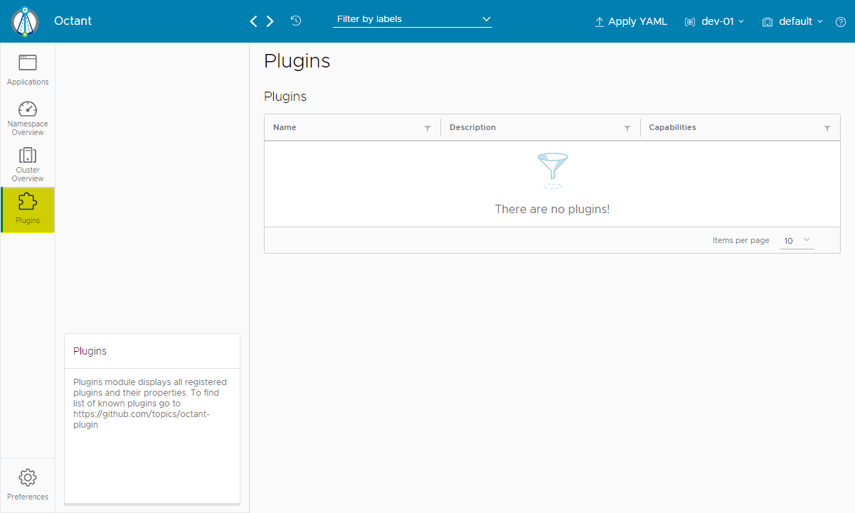 Plugins let you expand the capabilities of Octant