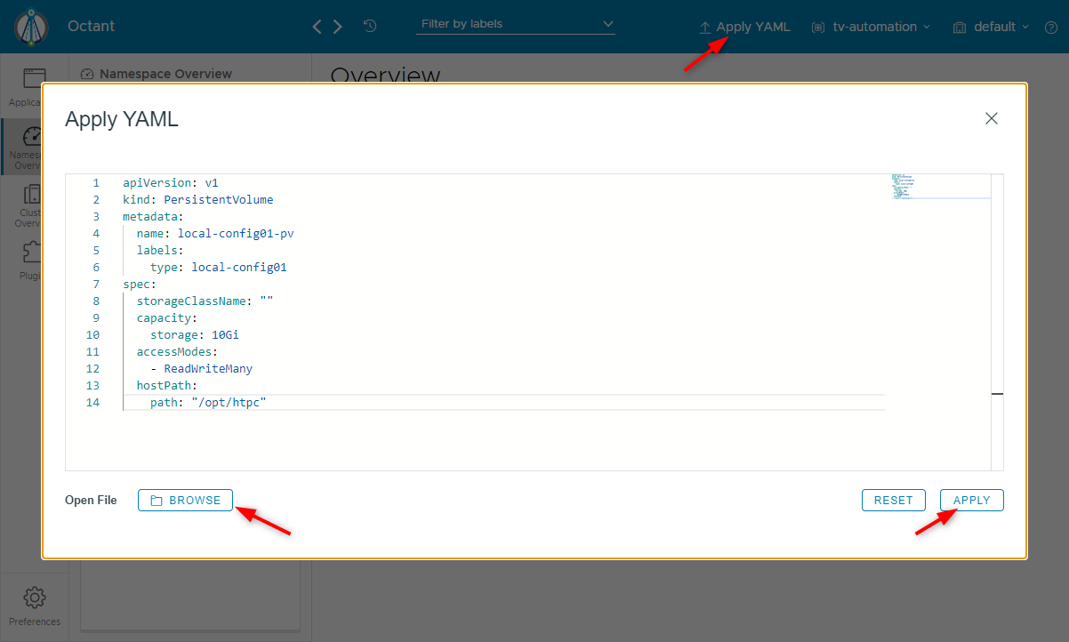 Push changes to the environment by applying a YAML manifest