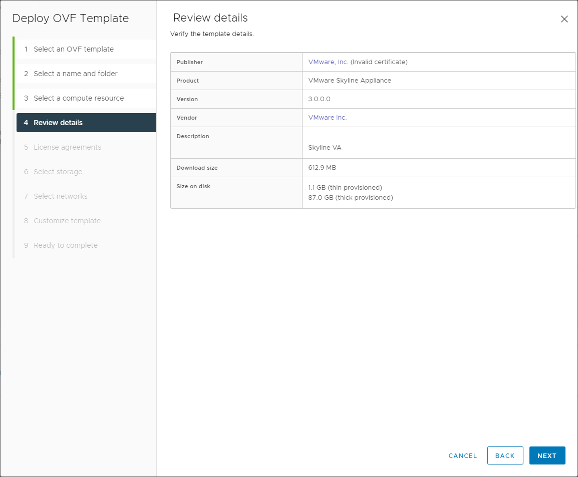 Review the initial deployment details