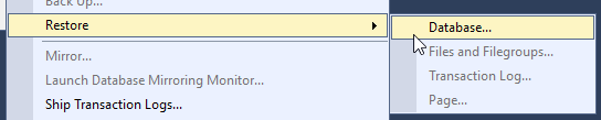 Right-click on the database, expand Tasks