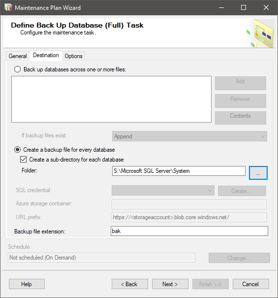 Backup file extension as bak