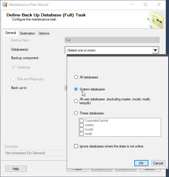 Define Back Up Database