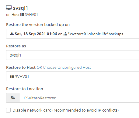 SQL Select the name and restoration options