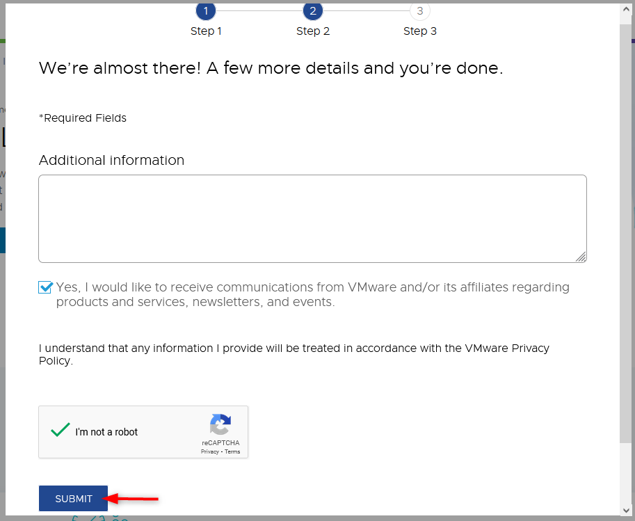 step 3, you can add extra details and choose to receive communications