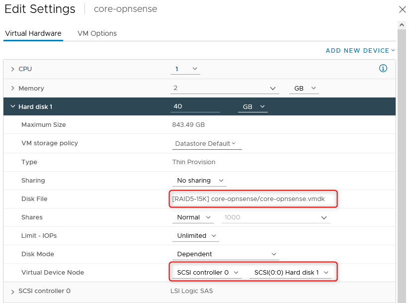 Take note of the virtual disks attribute before removing them