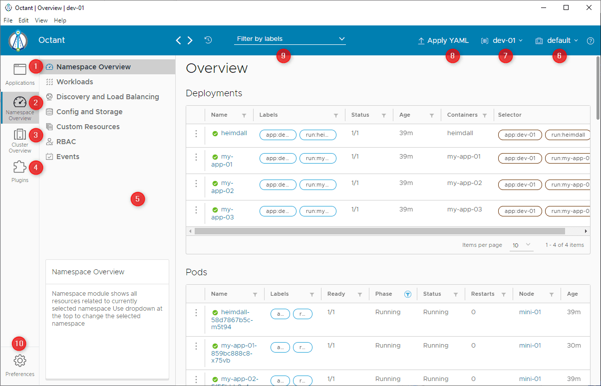 The Octant Kubernetes UI is clear and intuitive