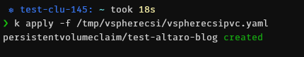 “The PVC creates a VMware cns with a PV”