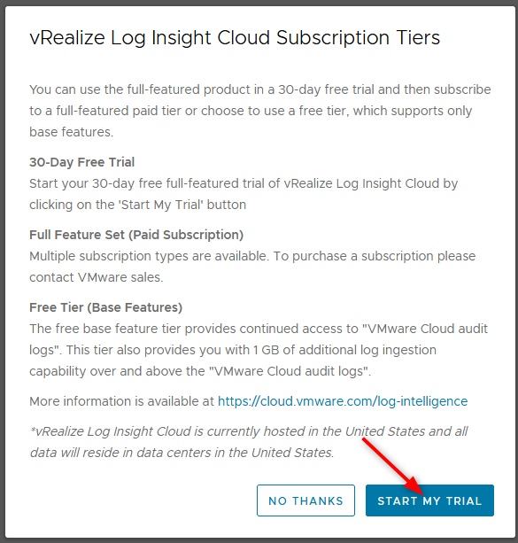 This will take you to a page where you can review the subscription tiers and start the trial with START MY TRIAL