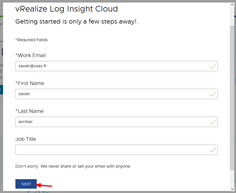 type in your details and click NEXT