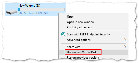 Unmounting a VMDK when done using it
