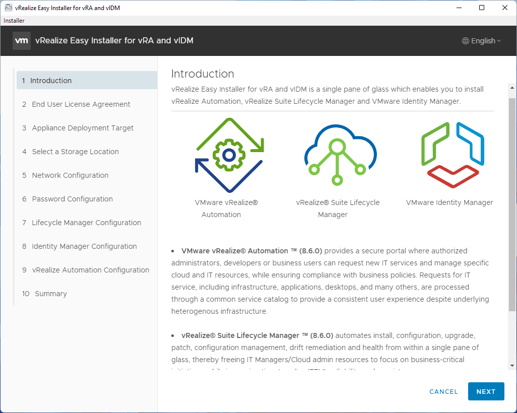 Using the vRealize Automation Easy Installer to install vRA, vRLCM, and VMware Identity Manager