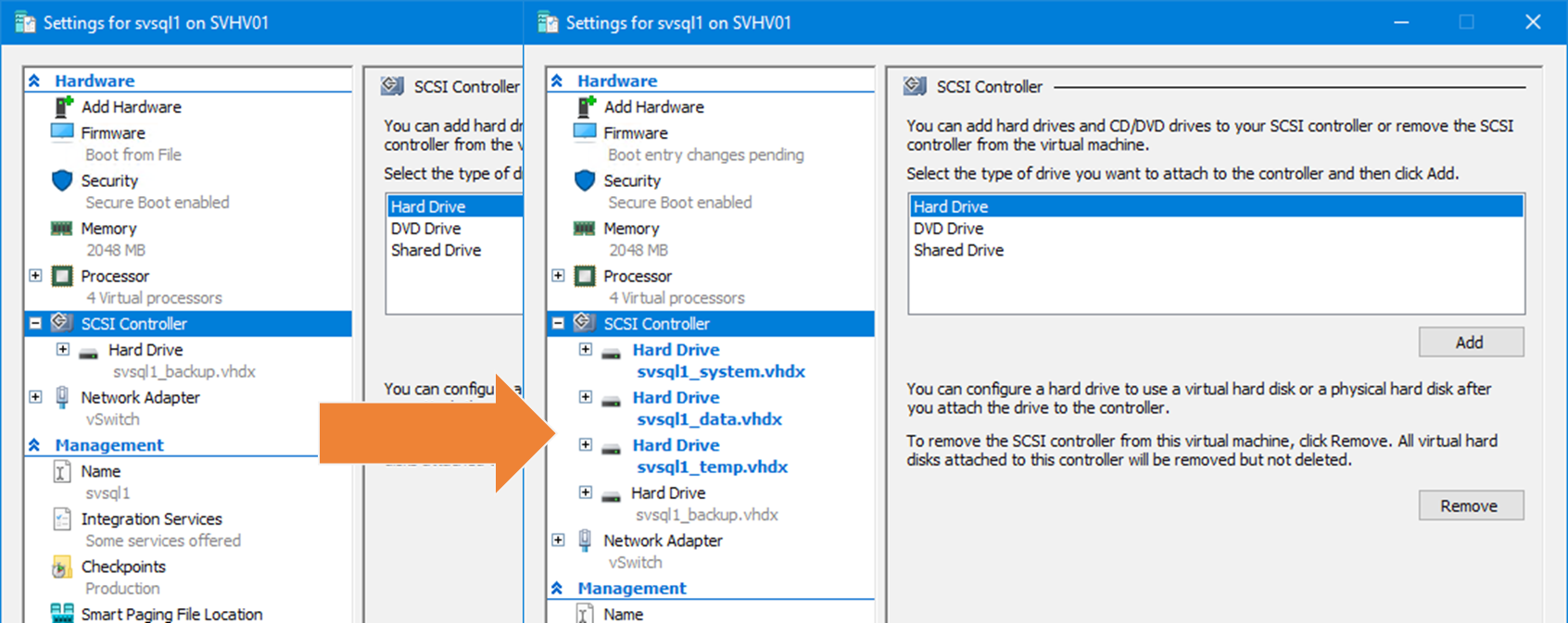VHDX to the virtual machine