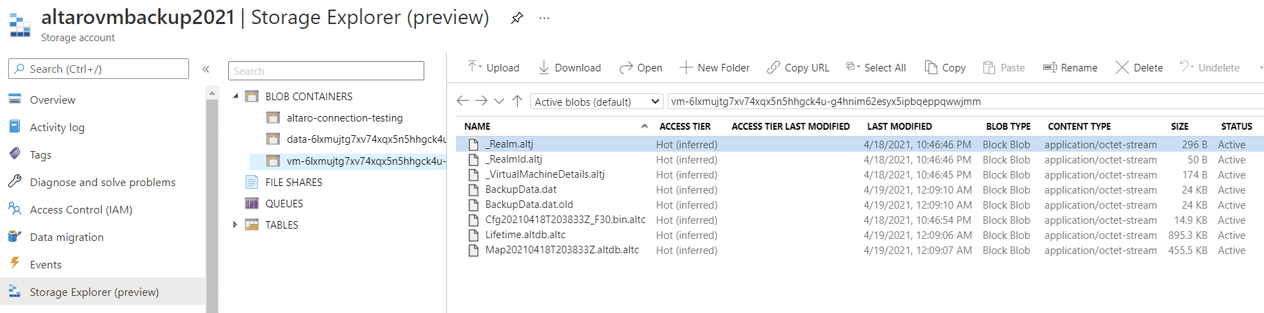 Virtual machine backed up from onsite location to Azure cloud