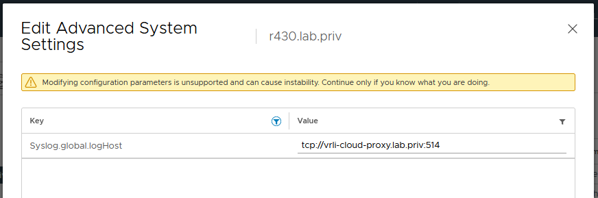 “vSphere hosts are automatically configured for log forwarding