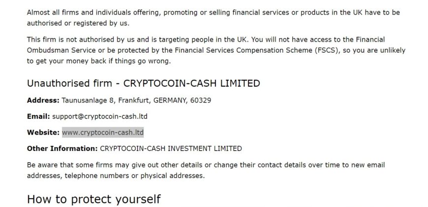 Cryptocoin-cash investment limited